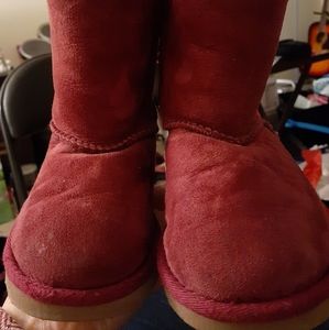 UGG Boots Toddler Size 8 Maroon with Ribbons